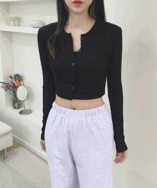 골지 어깨 패드 크롭 가디건 + 나시 (SET)