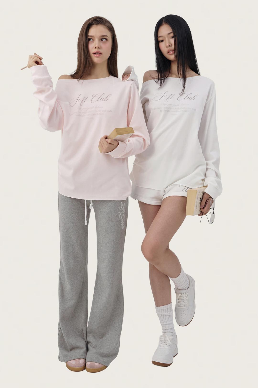 Soft Club one-shoulder sweatshirt Set