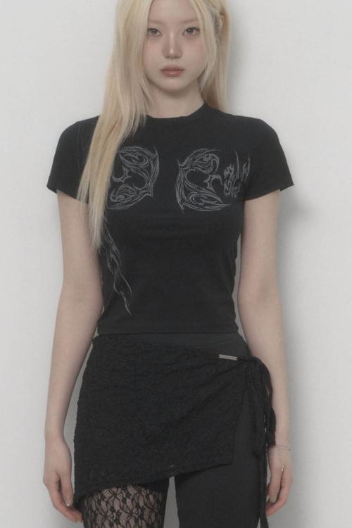 Angel Wing Printed Top (Black)