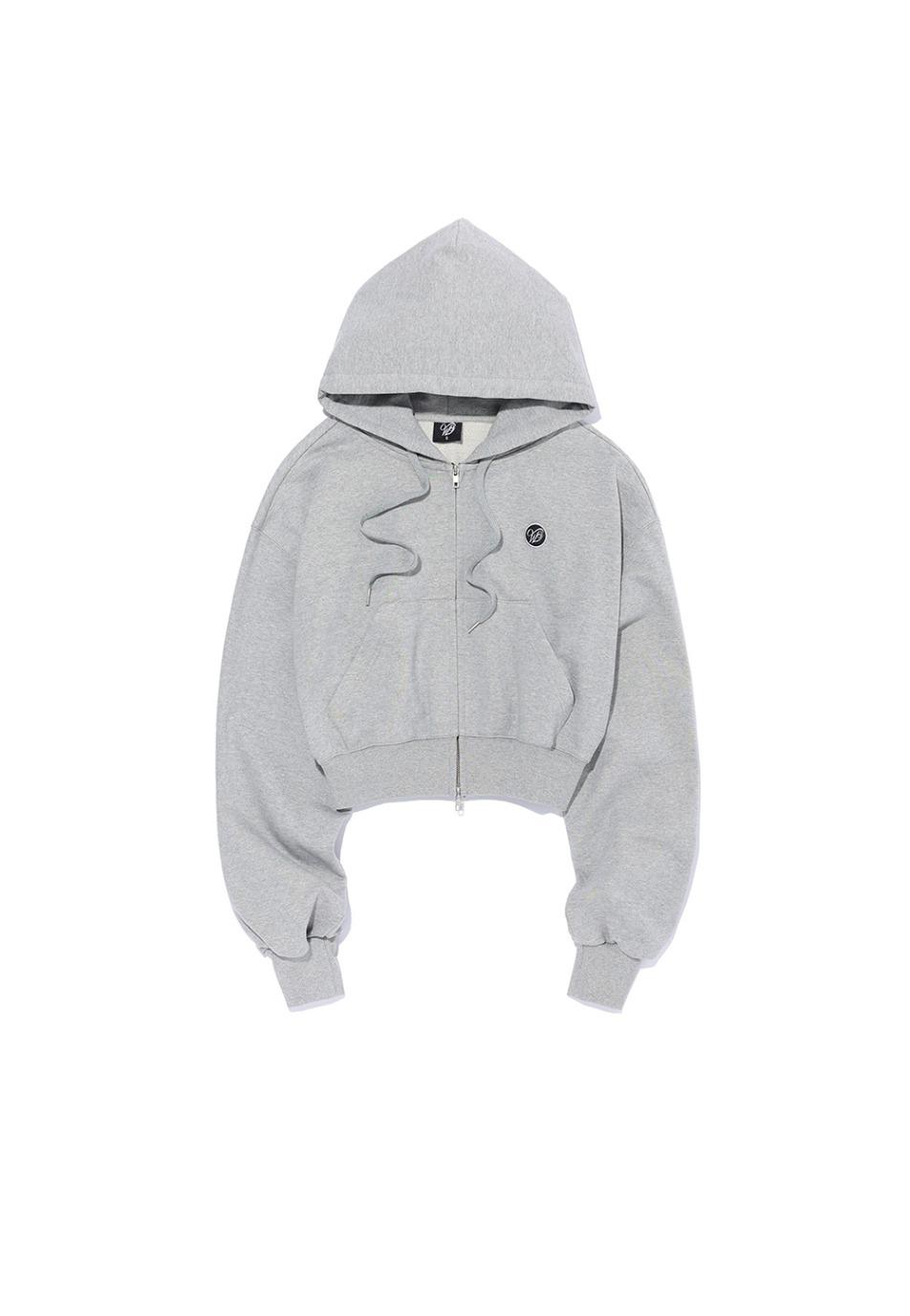 WAVE logo crop hood zip-up - GREY