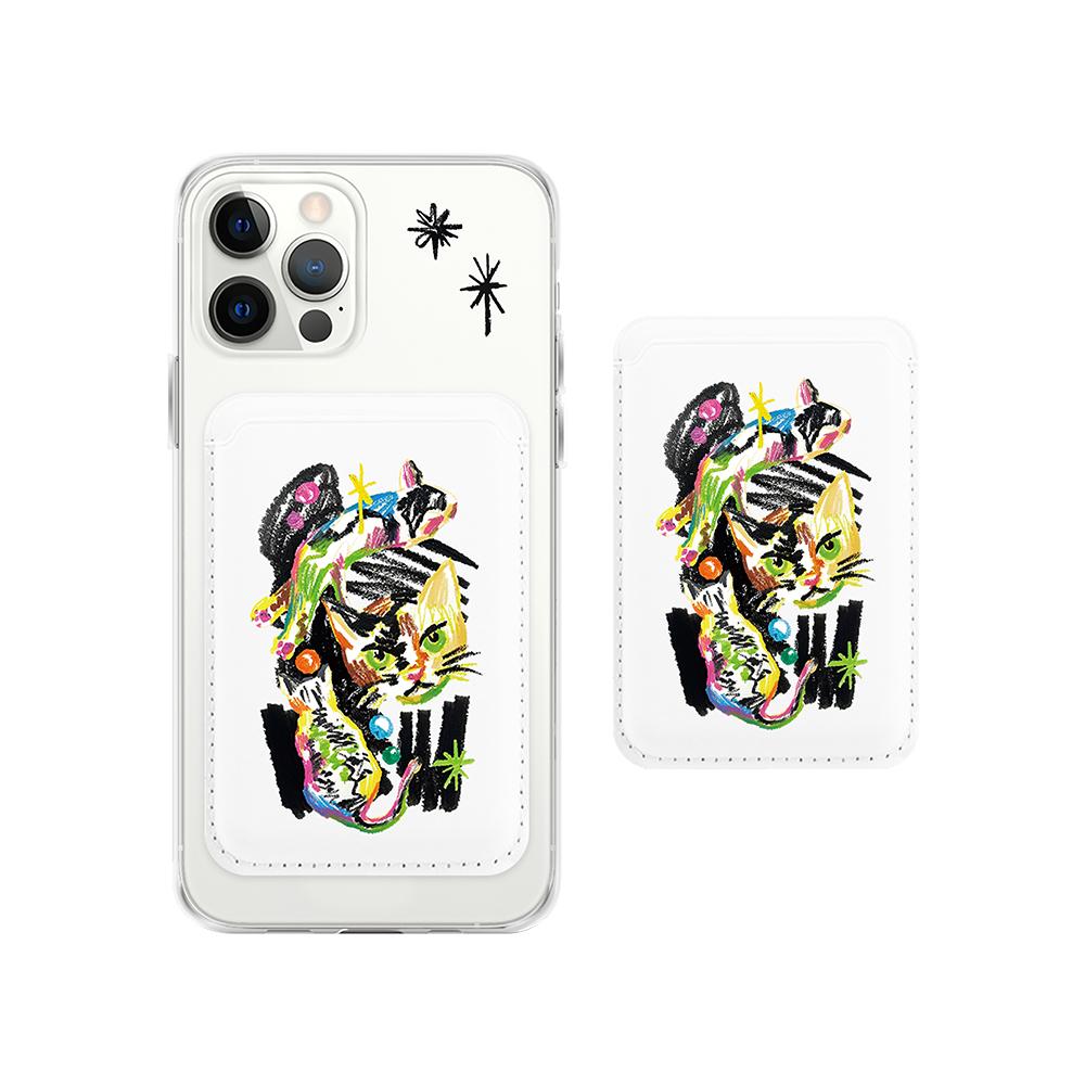 COLOR CAT MAGSAFE LEATHER WALLET (컬러캣 고양이 맥세이프 카드 지갑)