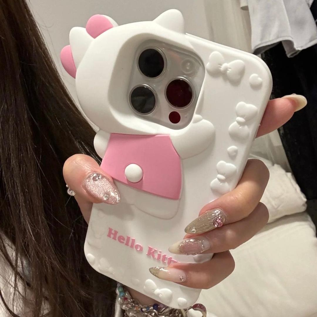 Cute Probe Hello Kitty Silicone iPhone Case - Pink / iPhone16