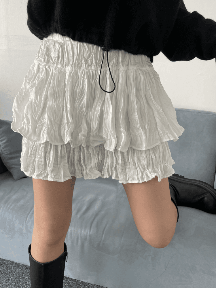 [재진행]실키 링클 캉캉 스커트(3color)