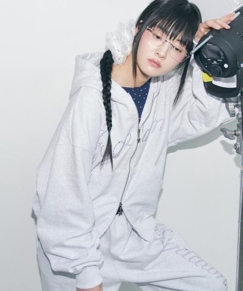 Hotfix Star Hoodie Zip-up (light grey)