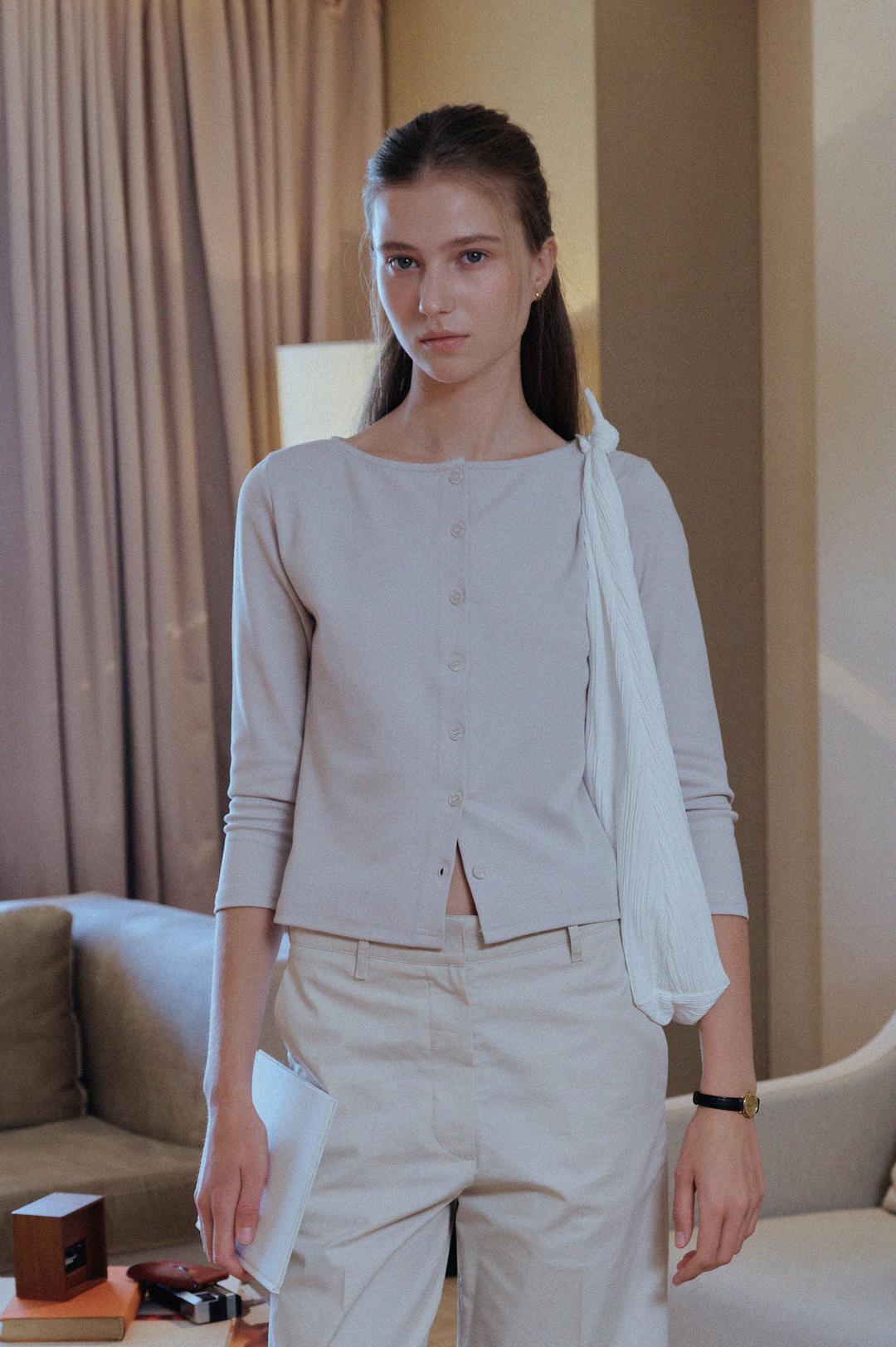 [4th-order] Delphine Button Jersey Cardigan (Light Grey)