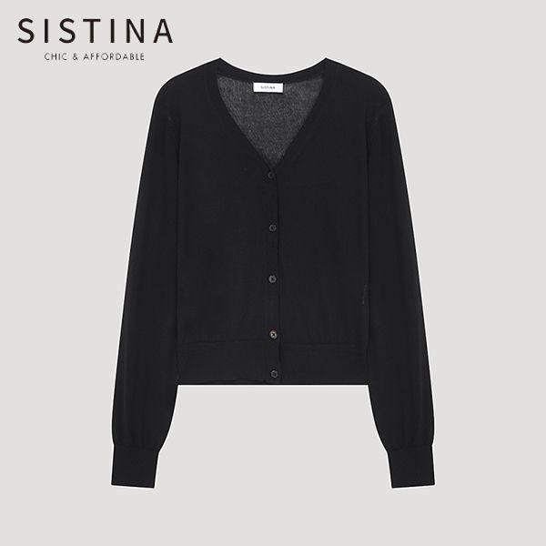 시스루 브이넥 가디건_ASKCDP21530_BK