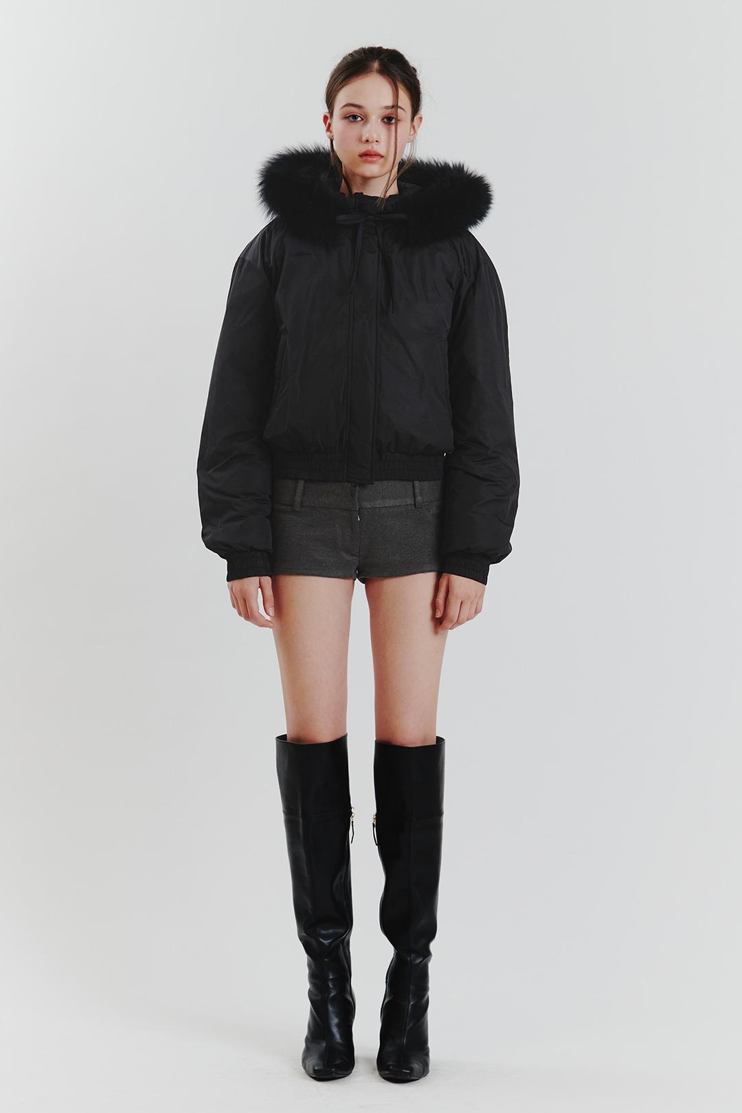 [12/2~] FOX FUR DOWN JACKET black