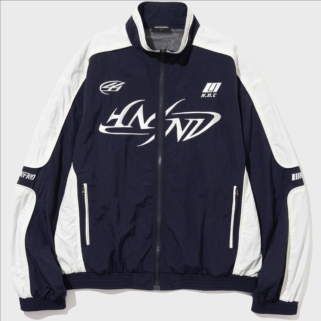 Tribal Logo Nylon Racing Jacket - Navy