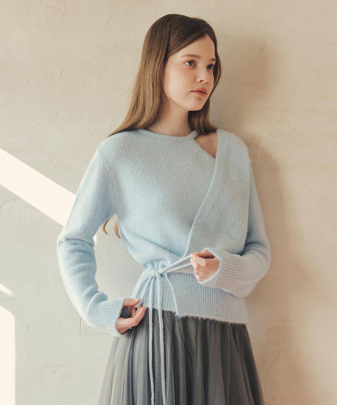 제로스트릿 [김유정 착용][6컬러] 울 블렌딩 랩 스웨터