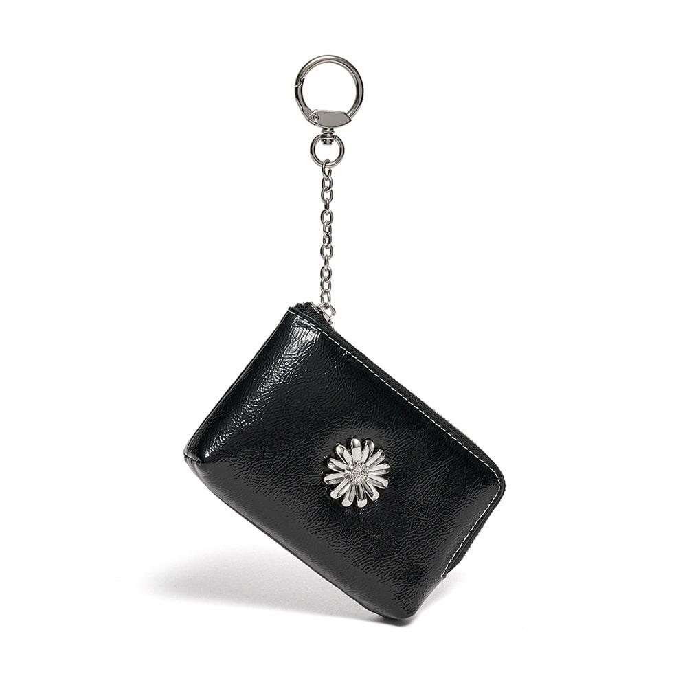 [3/17 예약배송] 데이지 키링 동전지퍼 카드지갑 파우치 블랙