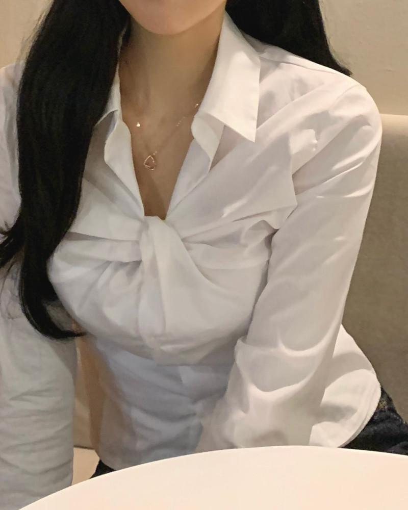 [2color]러빈 꼬임셔츠(봄 셔츠,크롭 셔츠)