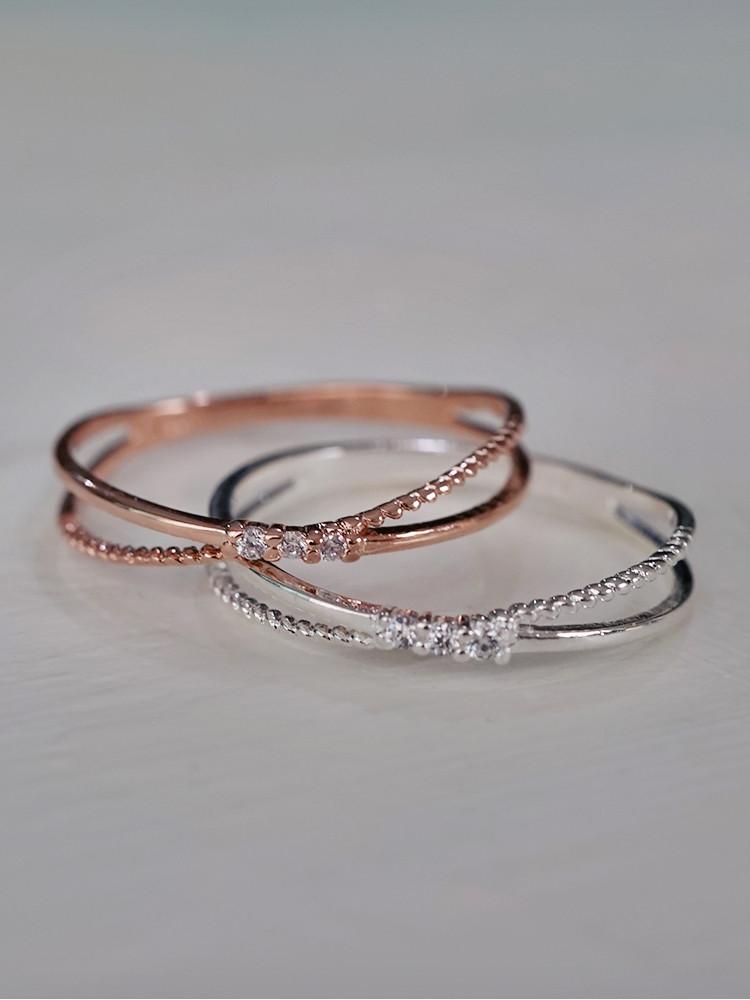 925silver 큐빅 크로스 반지