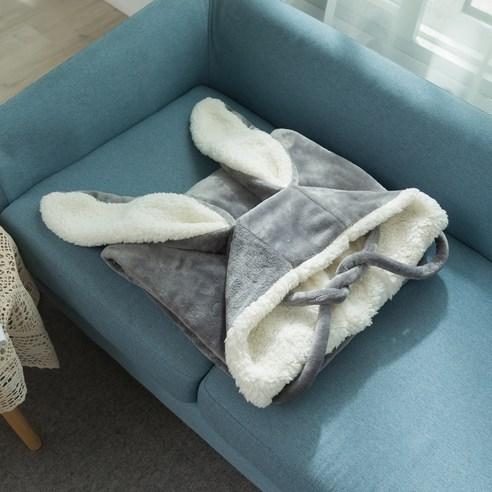 빼다 큐티한 토끼귀 입는 극세사 후드 담요 쇼파이불