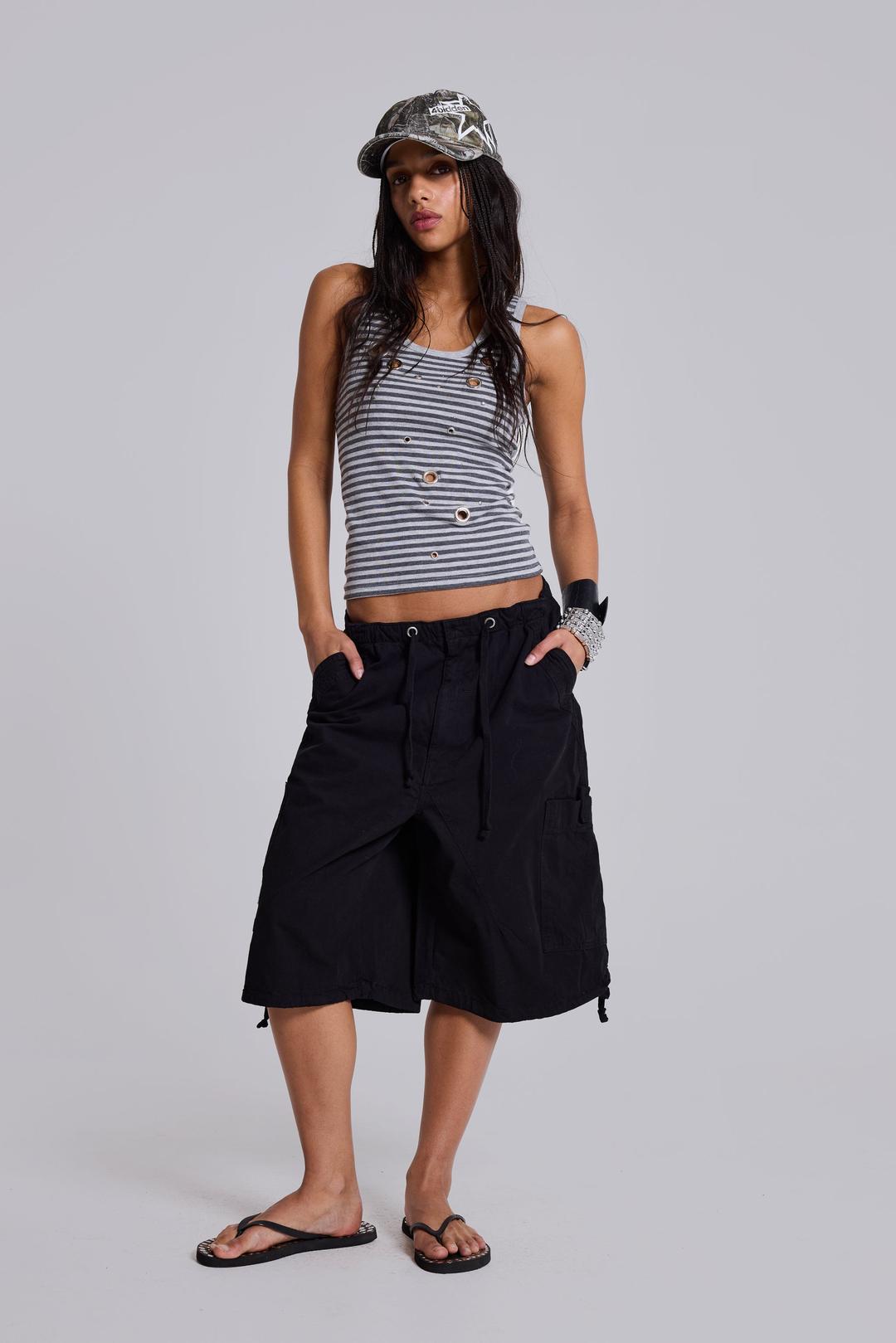 Black Parachute Cargo Shorts - XS / Black