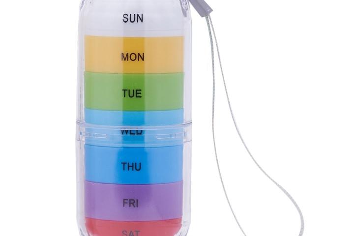 큐리필 휴대용 약통 알약케이스 레인보우