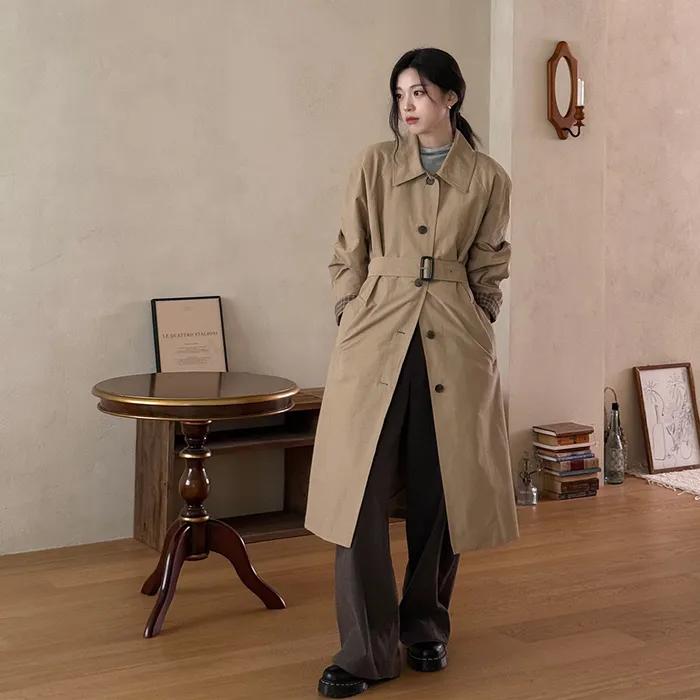 스카프 셋업 트렌치 코트_BEIGE