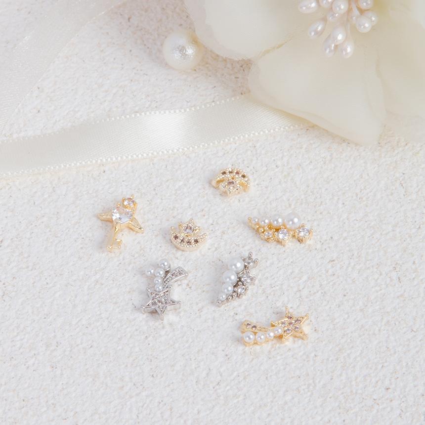 뷰젤 트윙클 별 달 열쇠 지르콘 네일파츠 8종 선택