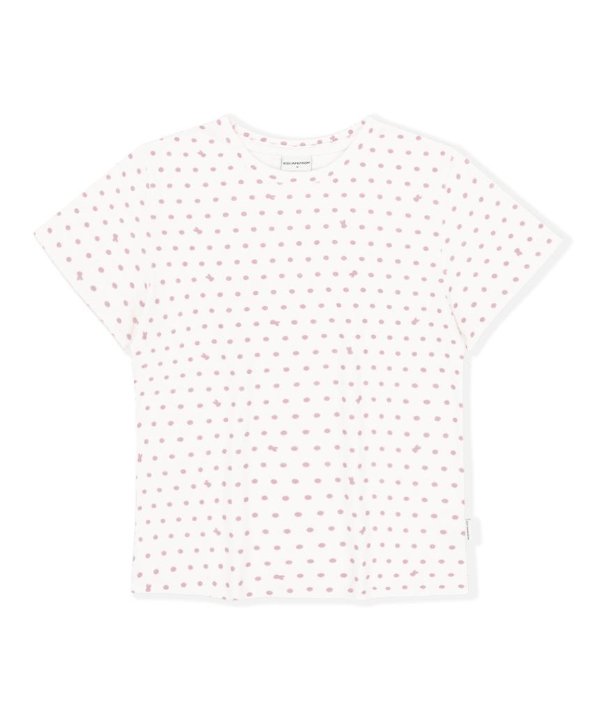 이스케이프프롬 토끼땡 풀프린트 슬림핏 반팔티 아이보리