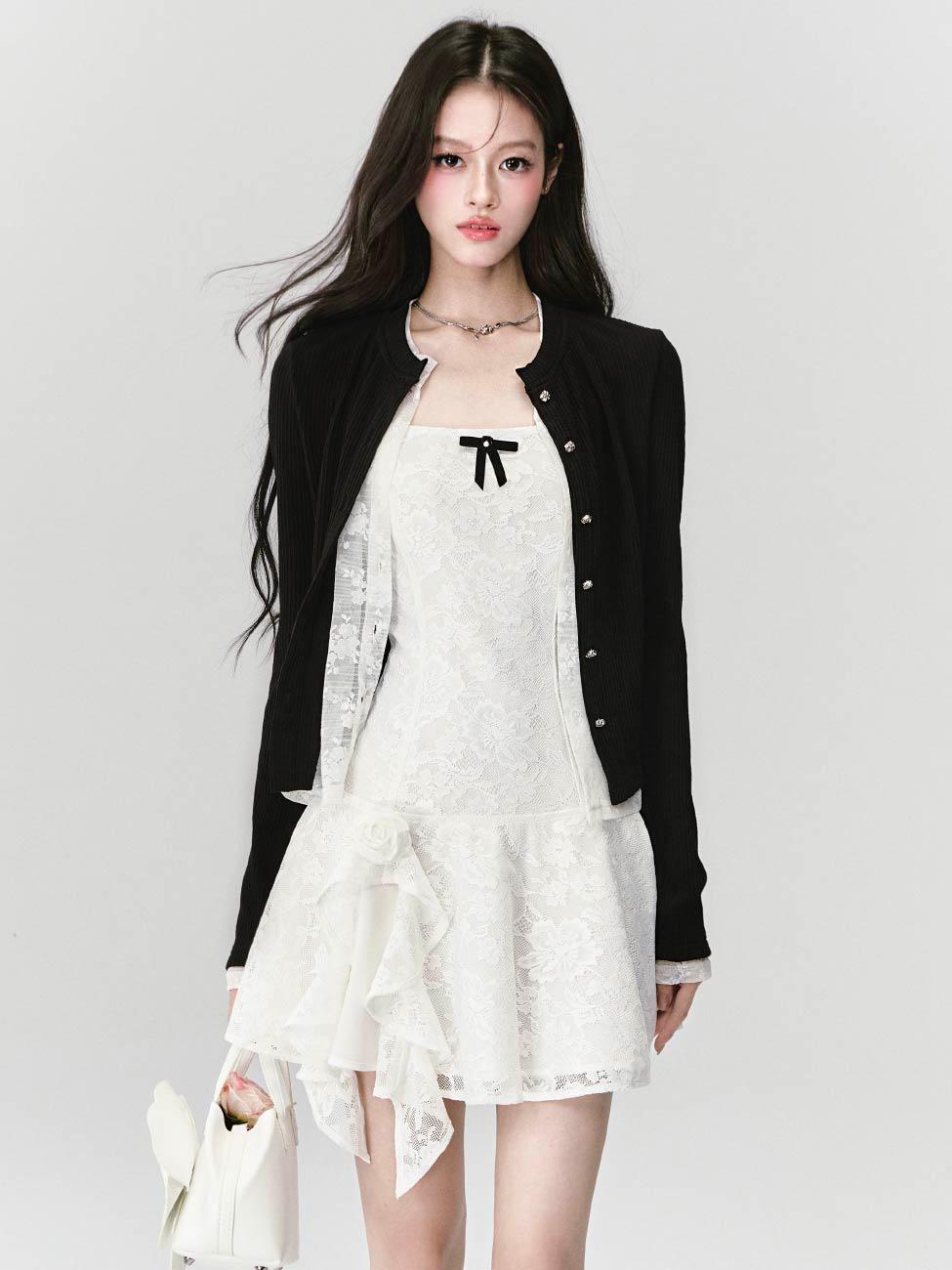 [FRAGILE HEART] Swan Lace Frill Sleeveless Dress