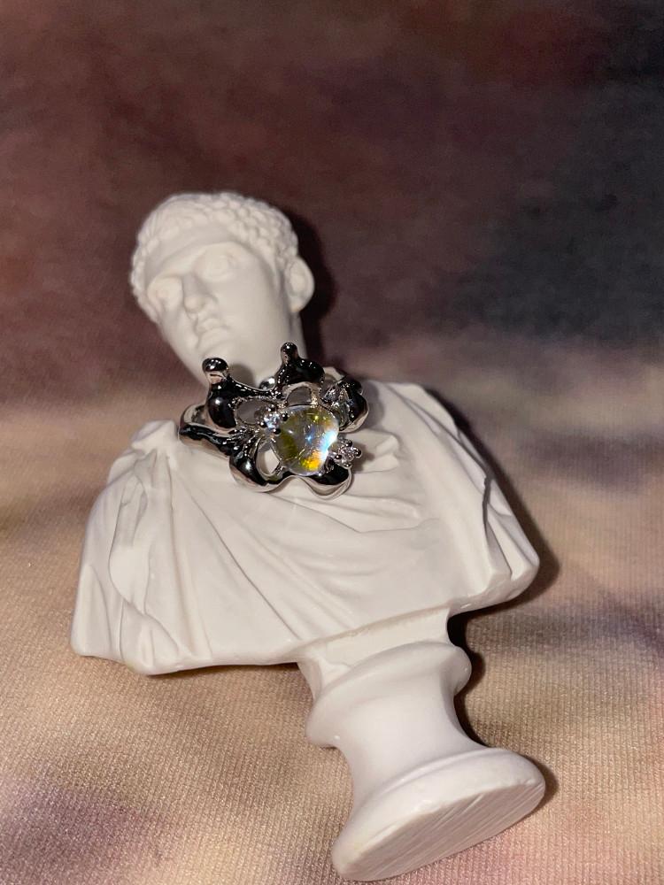 오로라 큐빅 플라워 오픈 반지 오픈링 꽃 반지 오김