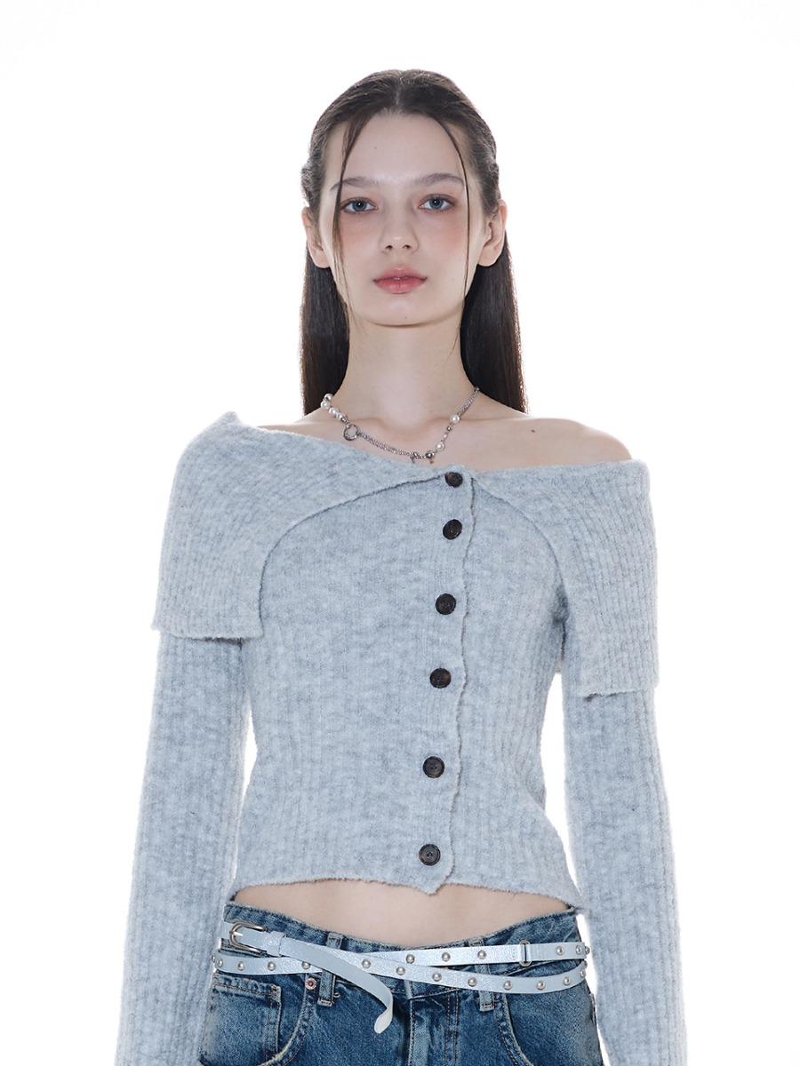 L14 OFF-SHOULDER KNIT (GRAY)