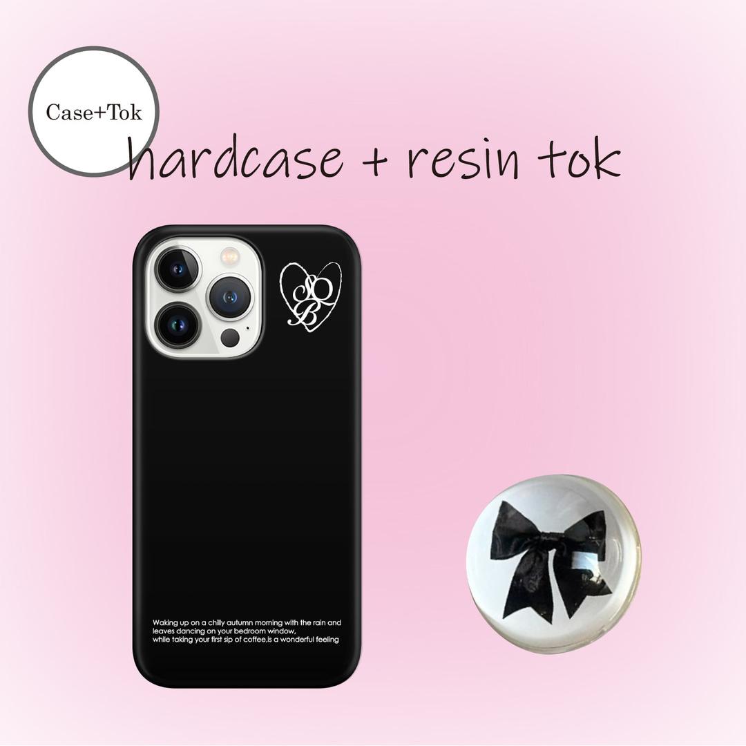 [ MD PICK 1+1 set ] Simple logo black hardcase+black ribbon resintok