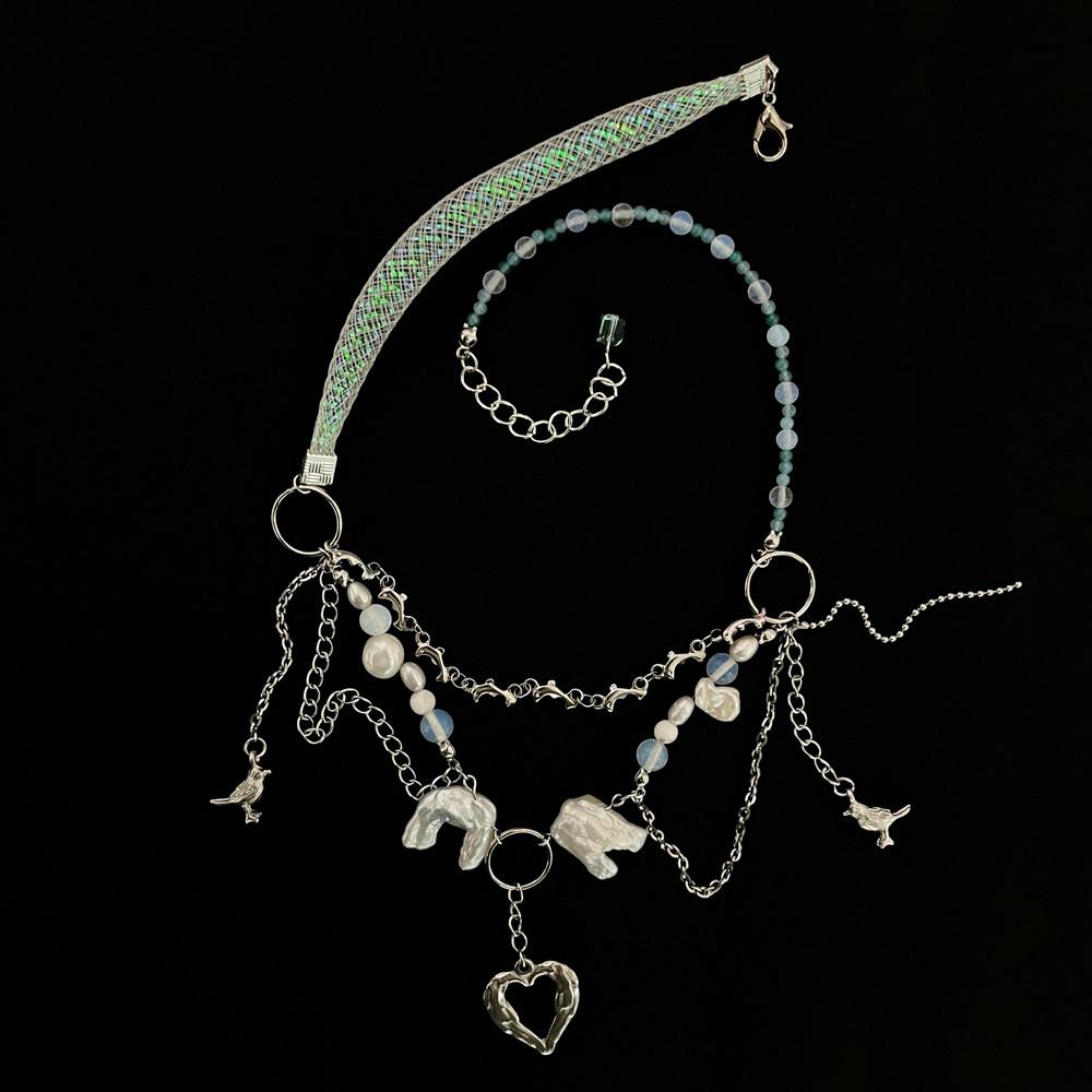 [only one] deep-sea mood mesh necklace 담수진주 목걸이