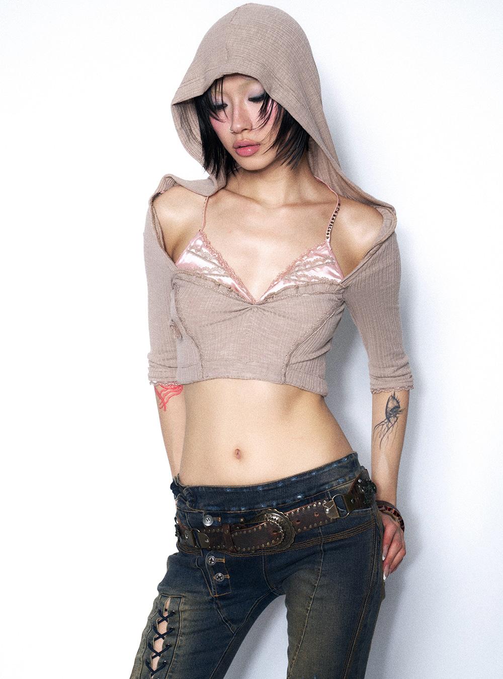 Soft Drape Hooded Knit Top