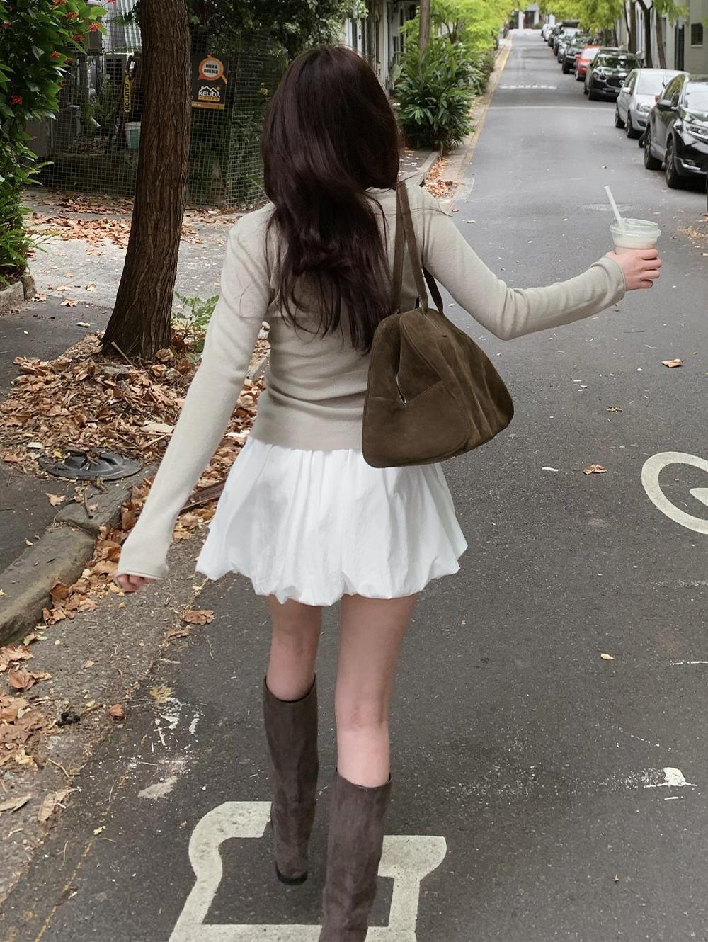 슬로우앤드 [벚꽃룩🌸/스커트팬츠] only. 파이 벌룬 미니스커트 (속바지내장) - 3 color