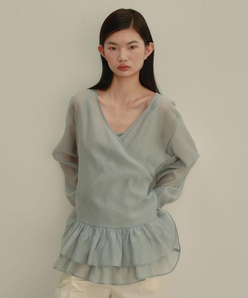 FRILL BLOUSE SET-UP [ PALE BLUE ]
