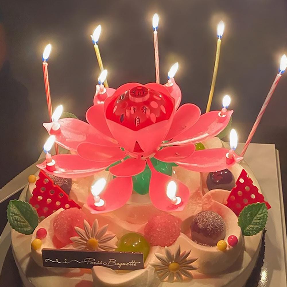 생일축하 회전 멜로디 케이크 생일초 기본 연꽃초