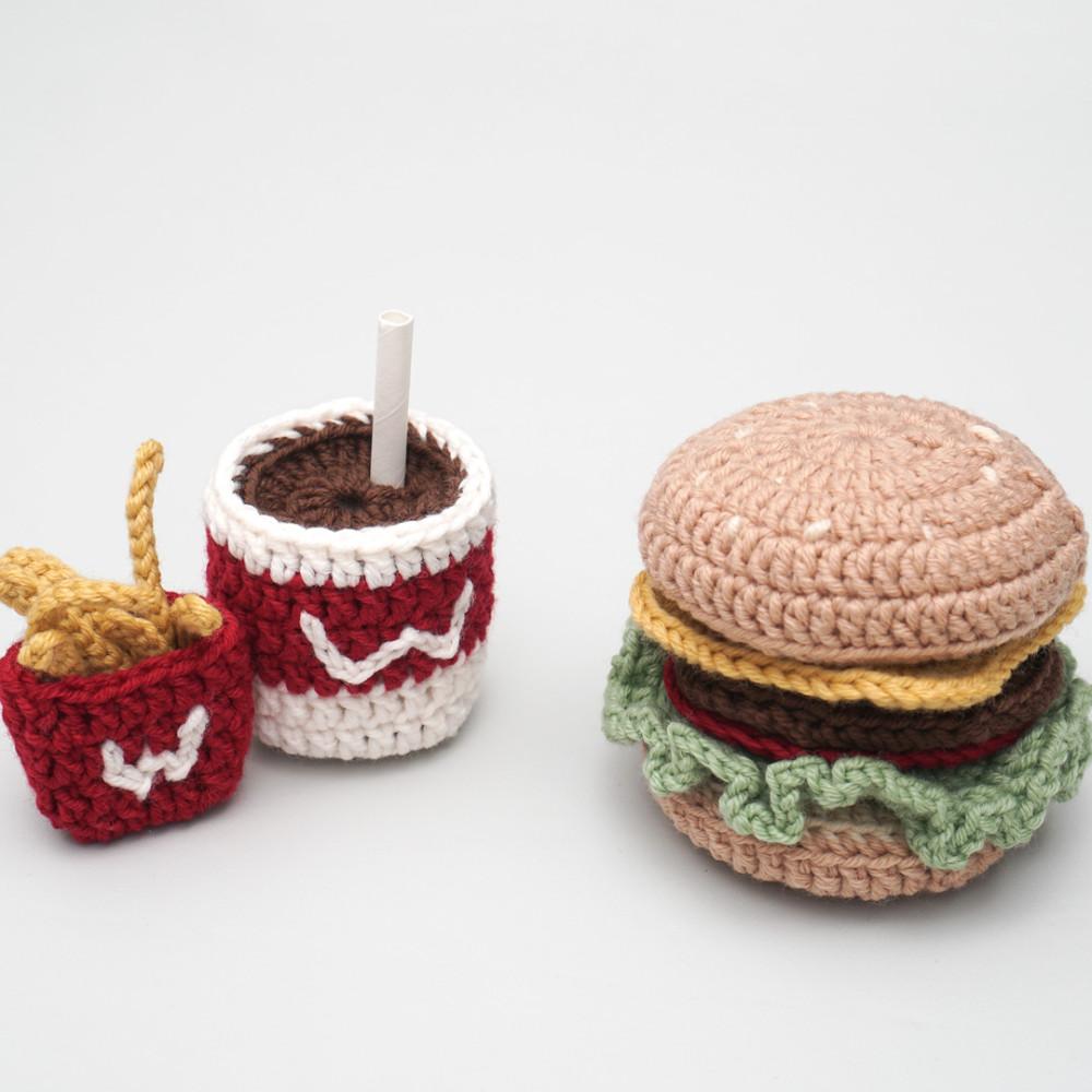 코바늘인형 햄버거 세트 DIY패키지 - 뜨개인형 키링 만들기 촬영소품 아이 발도르프 교구