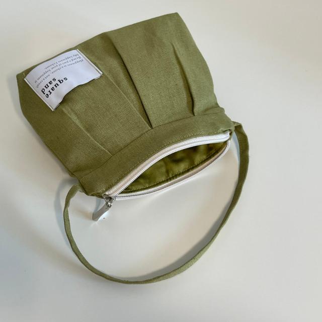 린넨 핀턱 파우치 (올리브) / 파우치, 화장품 파우치, 가방, 산책가방, 미니백 / 스퀘어샌드