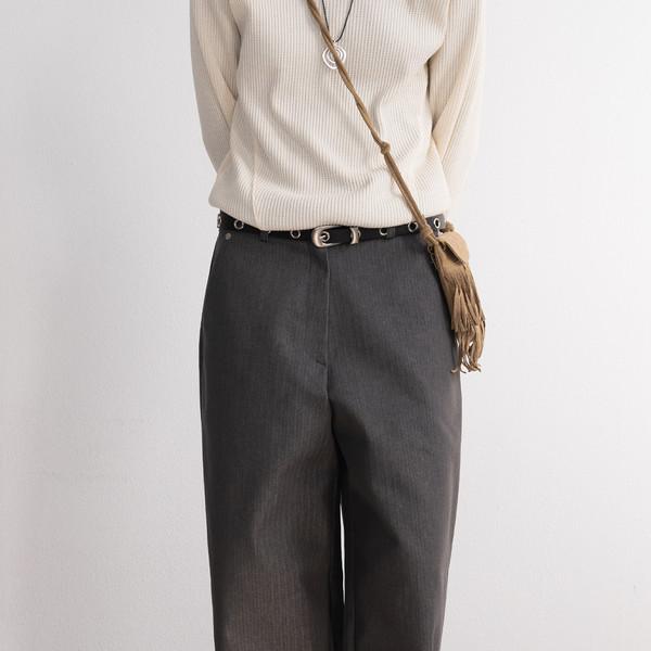 Light Striped Wide Rivet Pants (Charcoal/2size)
