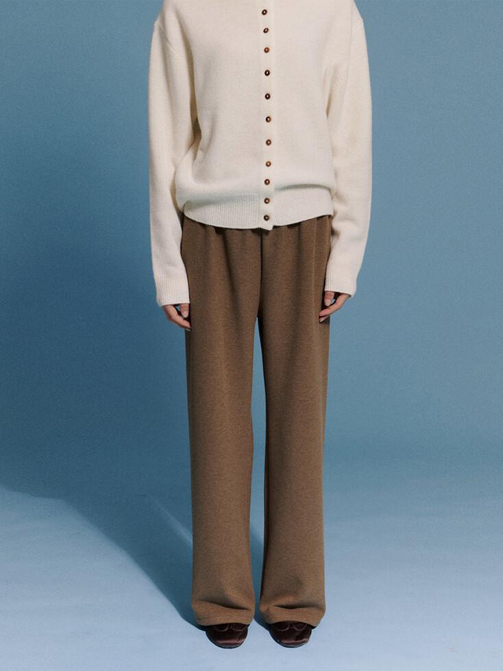Wool Banding Pants in Cocoa Brown
