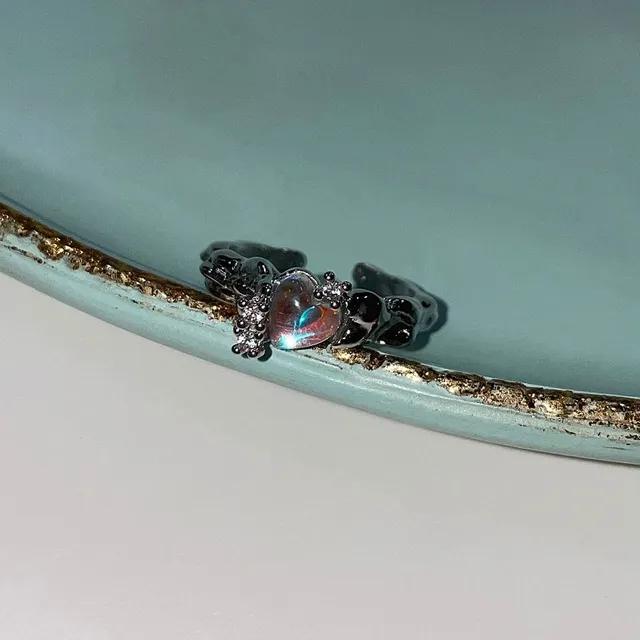 하트 오로라 큐빅 반지