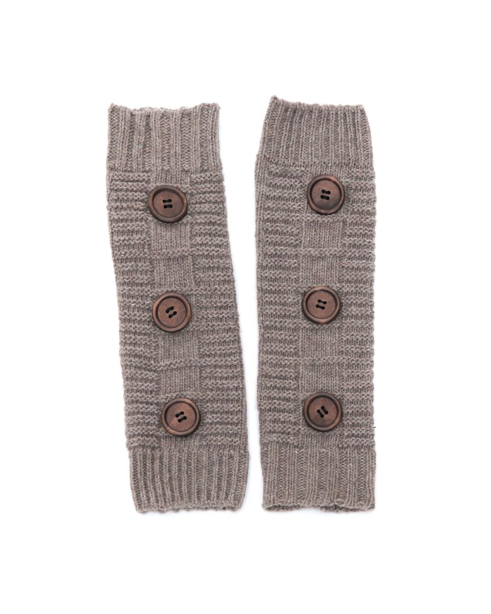 BROWN BUTTON ARM WARMERS - Anemonia