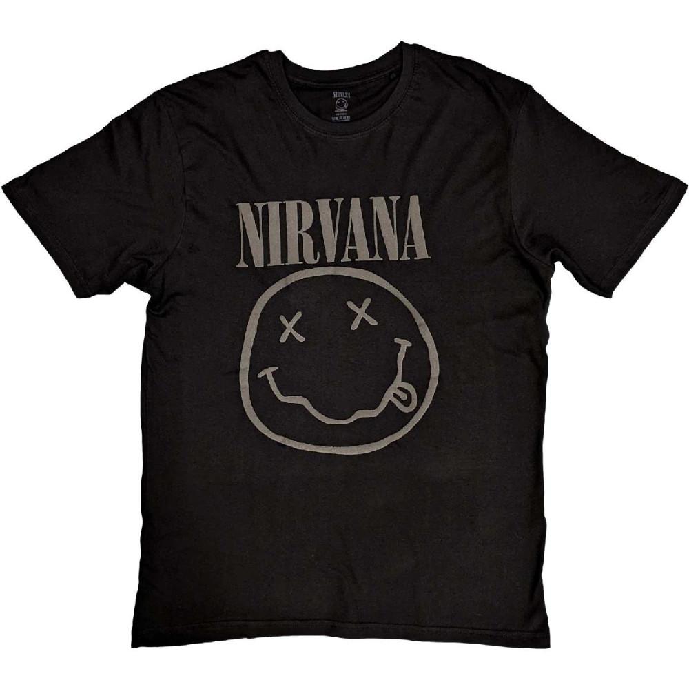 공식 NIRVANA 너바나 Black Smiley Hi Build 반팔 티셔츠