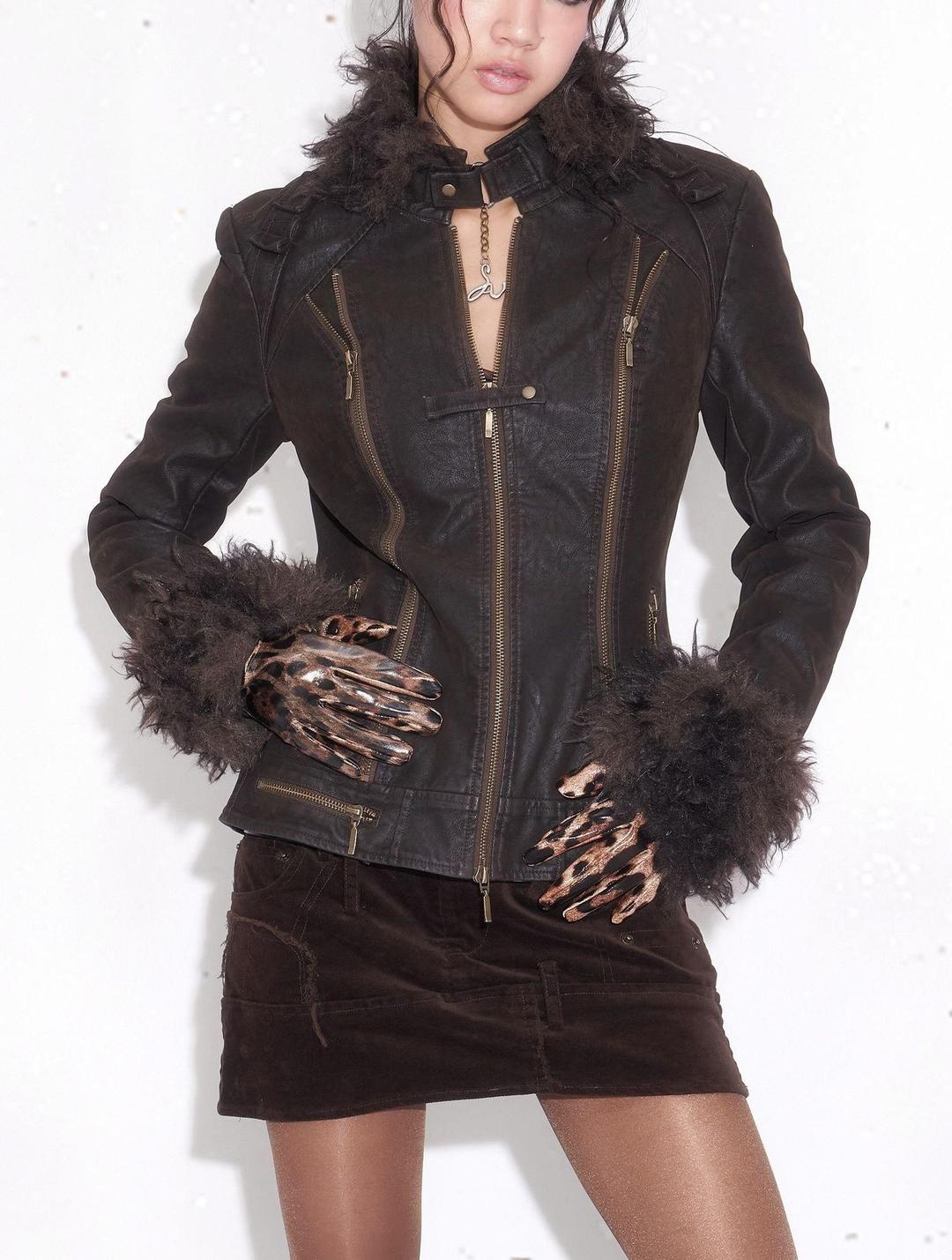 OPEN AESTHETIC  모피카라 패딩 슬림핏 가을 겨울 아우터