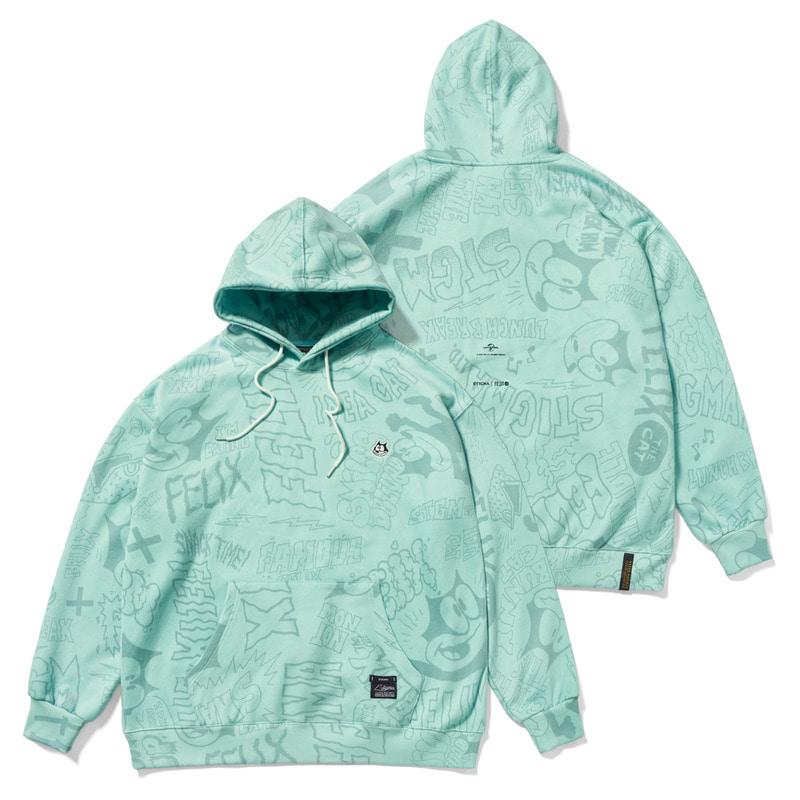 STIGMA X FELIX OVERSIZED HEAVY SWEAT HOODIE BLUE GREEN