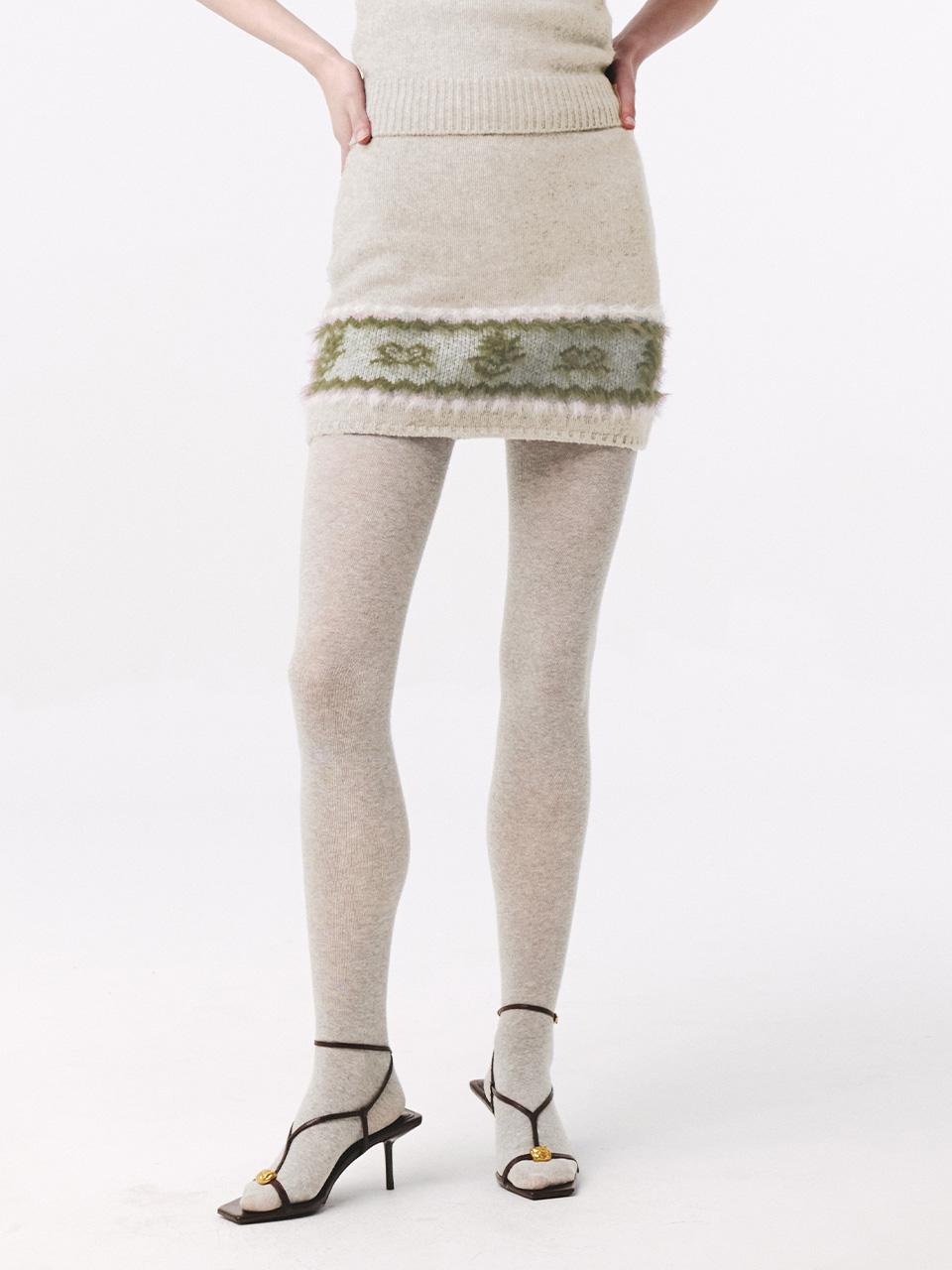Nordic Knit Mini Skirt Oatmeal