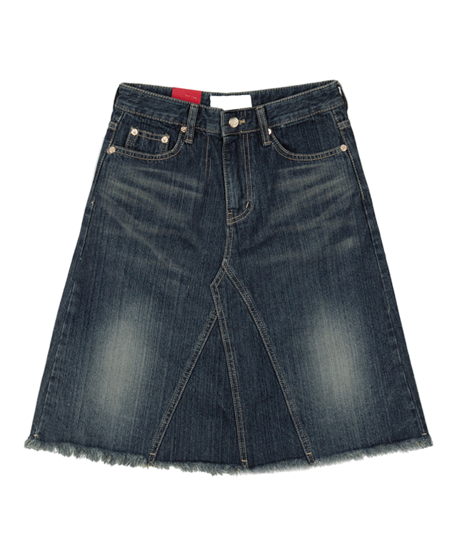 [y2k/3컬러/컷팅느낌] 미디 워싱 데님 청 스커트