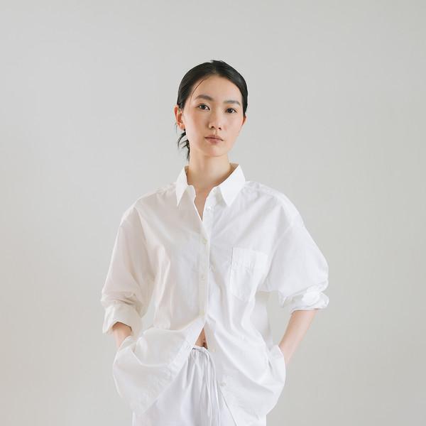 Oversized typewriter shirts (White) / Fabric from Ueyama japan