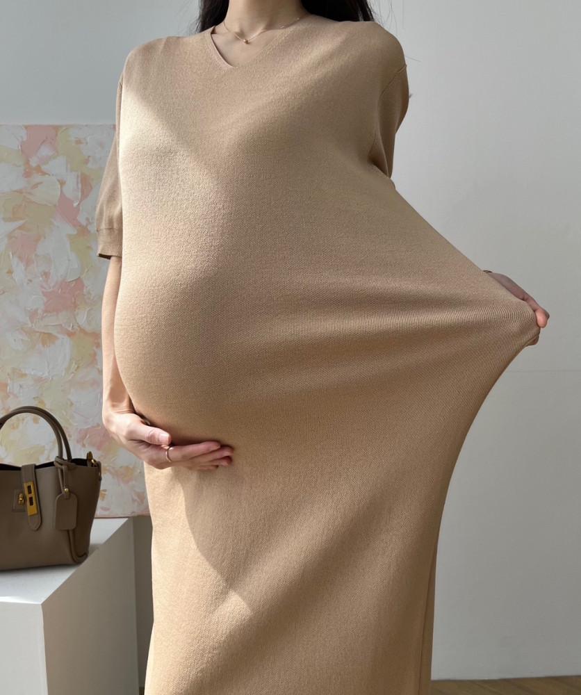 디라벨 탄탄텍스쳐 브이브이 임부복 원피스 임산부 만삭까지