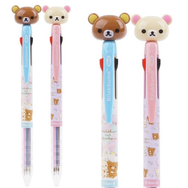 리락쿠마 마스코트 3색 볼펜(일상스케치 0.7mm 2type) 초등학생 캐릭터 학용품 필기구 신학기용품 멀티펜