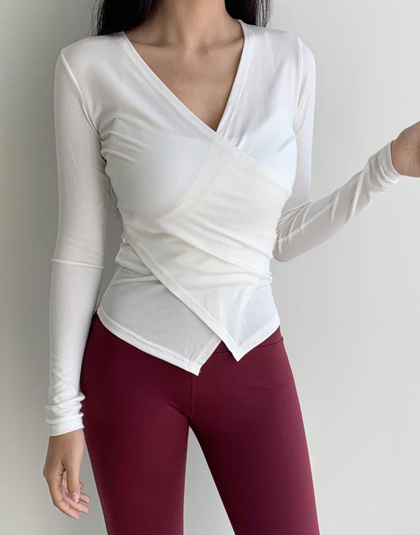 CT206 사선  랩가디건 티셔츠 (4color)