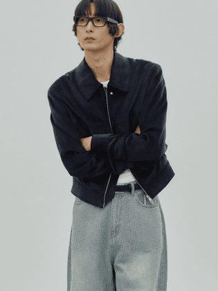 텐셀-리브드 집업 플라이트 자켓 (네이비)