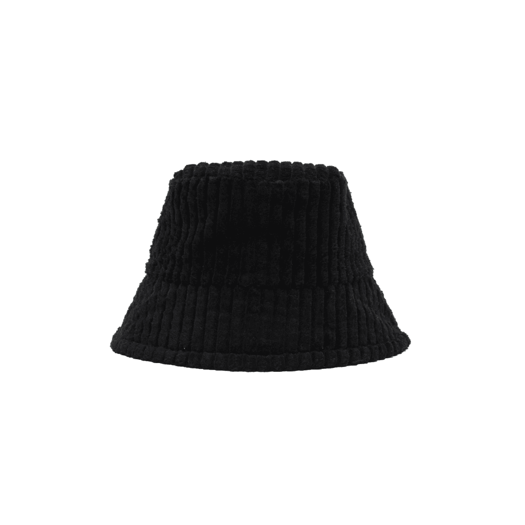 WIDE WALE CORDUROY BUCKET HAT, BLACK