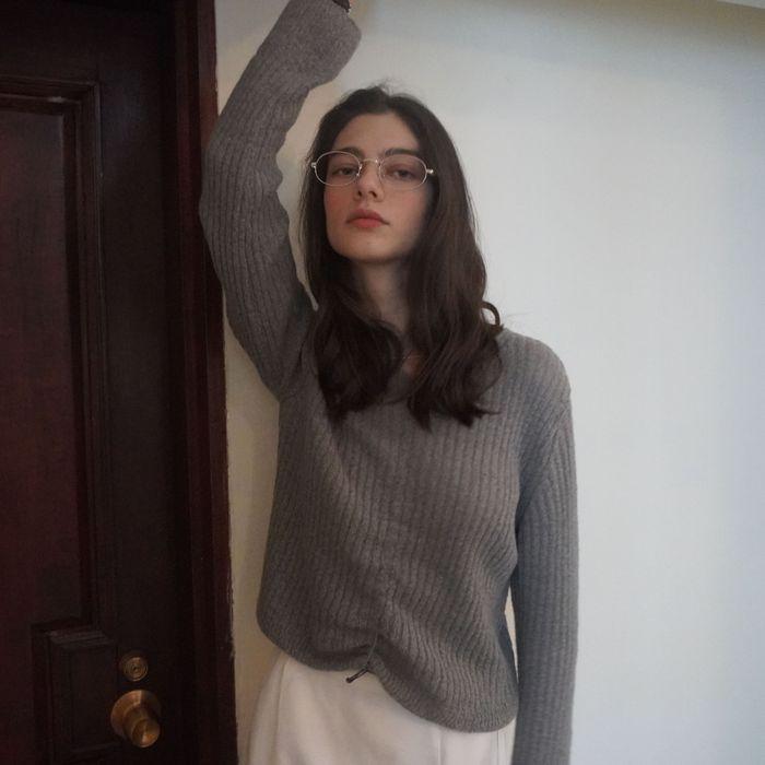 Thin shirring knit (Gray)