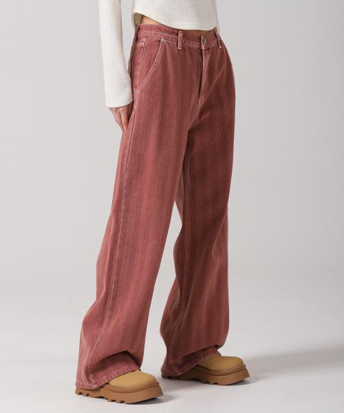 Herringbone wide pants ORCHID